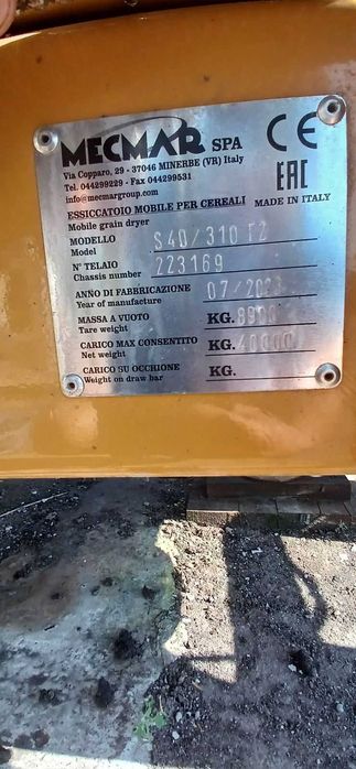 Мобільна зерносушарка Mecmar S40 310 T2