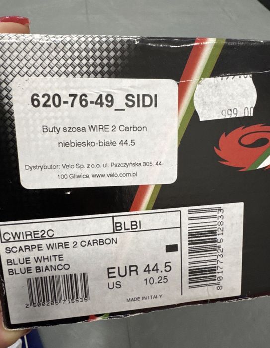 Buty szosa Sidi Wire 2 Carbon biało-nieb 44,5