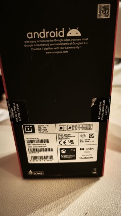 Oneplus12 Ram 16gb Rom 512 GB czarny.