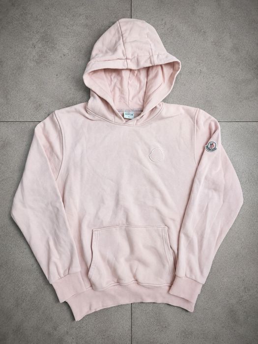 Moncler Bluza z Kapturem Hoodie Pudrowy Róż Logo Rozm. L Premium streetwear