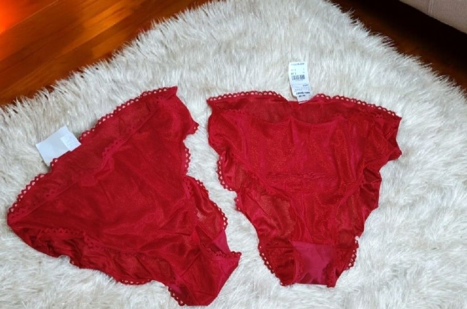 Zestaw komplet dwóch sztuk majtek plus size figi czerwone majtki 44/46
