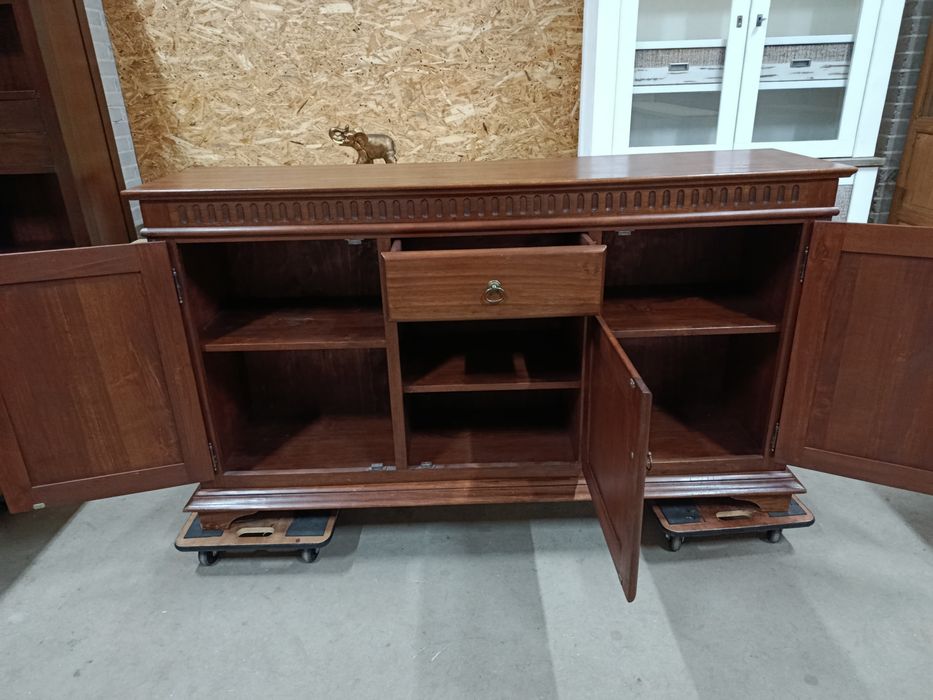 Komoda drewniana klasyczna 160 cm, brązowa