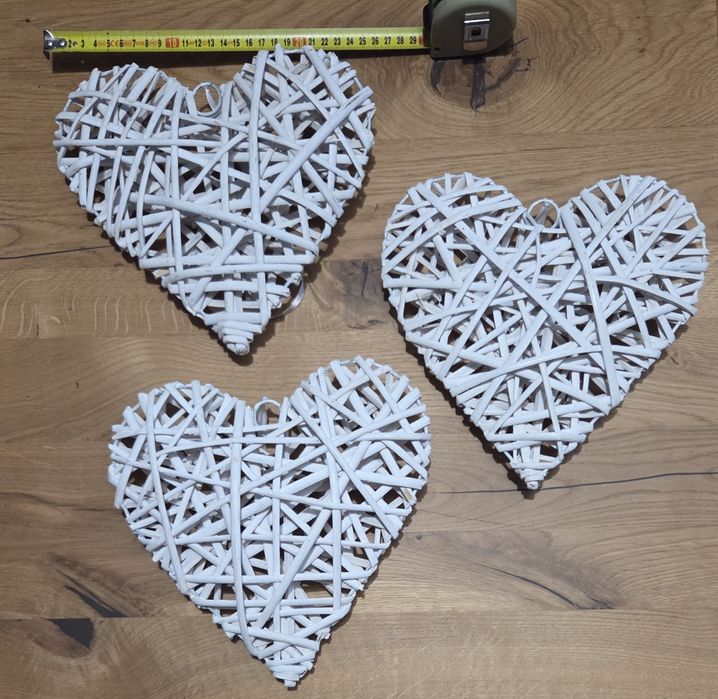 Wiklinowe serca 3 sztuki