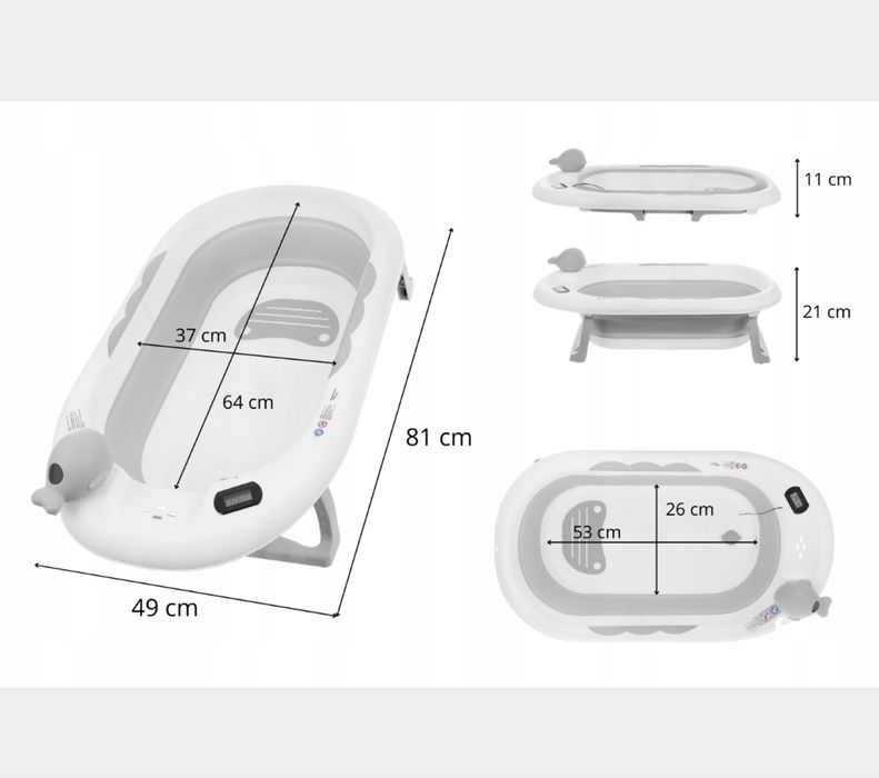 PRIMABOBO Wanienka składana ze stojakiem poduszka