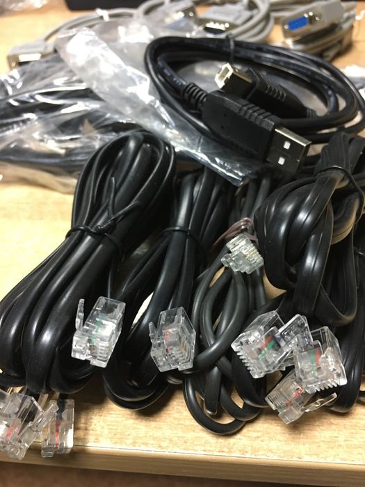 Кабели USB-А-В, сетевые, телефонные. Все по 125 грн.