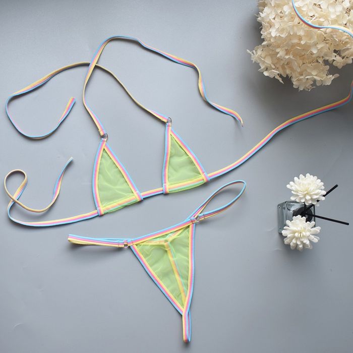 Verona Bikini kolorowe siatka prześwitująca dla odważnych plaża żółty