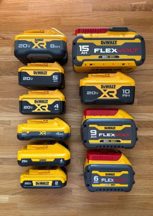 Акумулятори та зарядні пристрої DeWALT, Milwaukee, Makita
