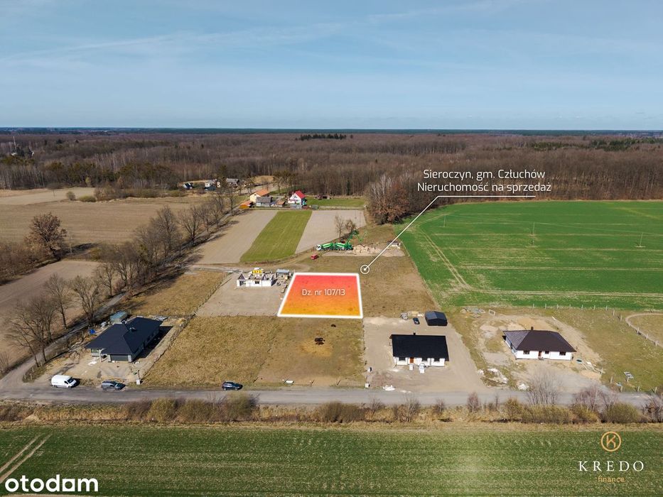 Działka budowlana 1266 m² – Sieroczyn k. Człuchowa