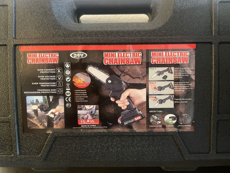 Mini Motoserra eléctrica portátil com 2 baterias 24v