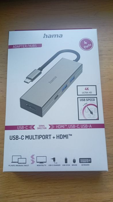 Adapter USB-C Multiport Hama + HDMI, USB-A, USB-C, stacja dokująca
Ada