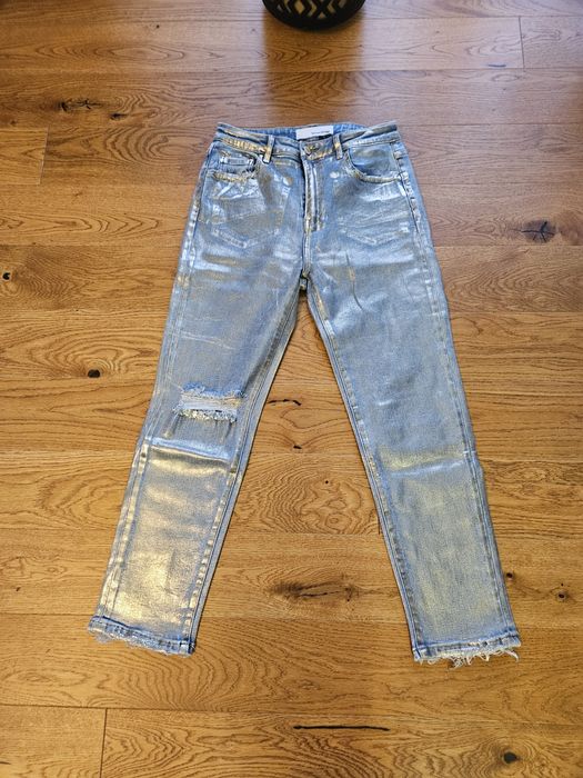 Jeansy pozłacane queen hearts