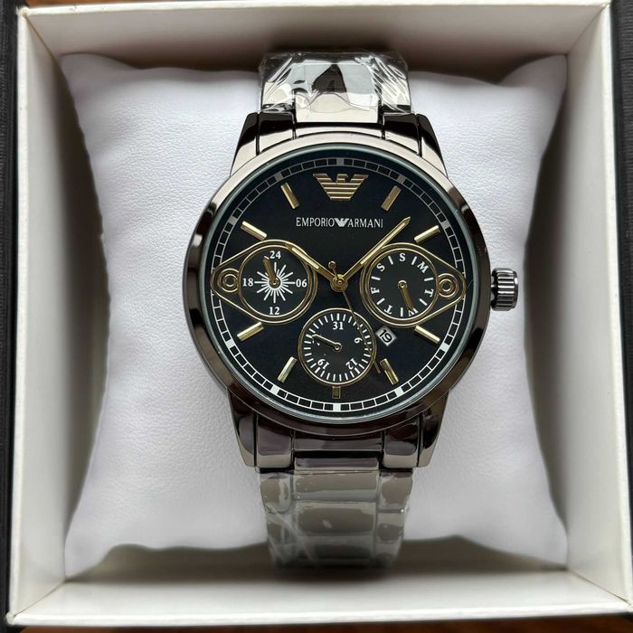 Чоловічий годинник Emporio Armani на браслеті з датою в двох кольорах