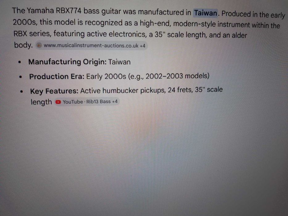 Guitarra baixo Yamaha RBX 774