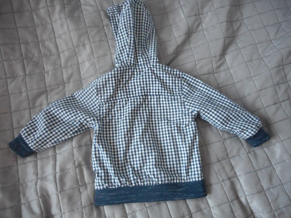 Kurtka przejściowa wiosenna kratka granatowo-biała 80 9-12 m-cy