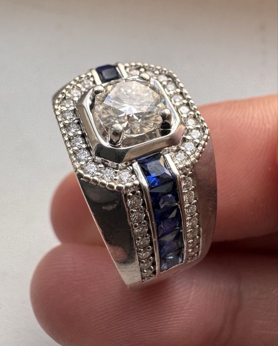 Кольцо мужское муасанит серебро как бриллиант