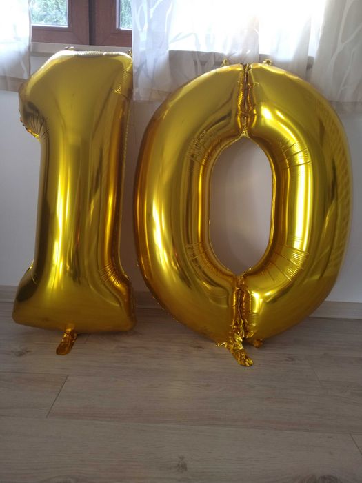 Balon urodzinowy foliowy złoty cyfra 10