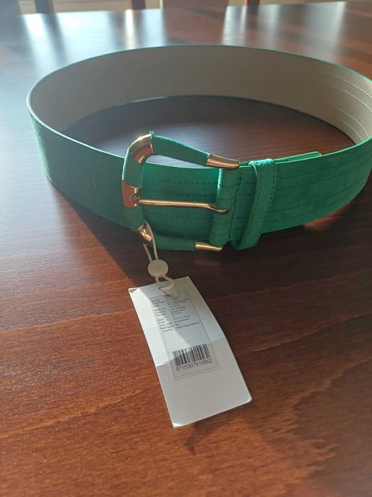 Zielony pasek Only, rozmiar 70. Welur, szer. 5 cm, Nowy