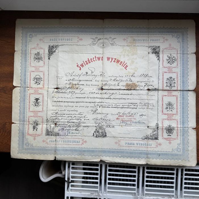 Stary Dokument Świadectwo Wyzwolin Brzeżany 1927 rok Kresy