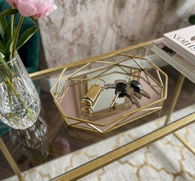 Konsola złota szklana glamour stolik