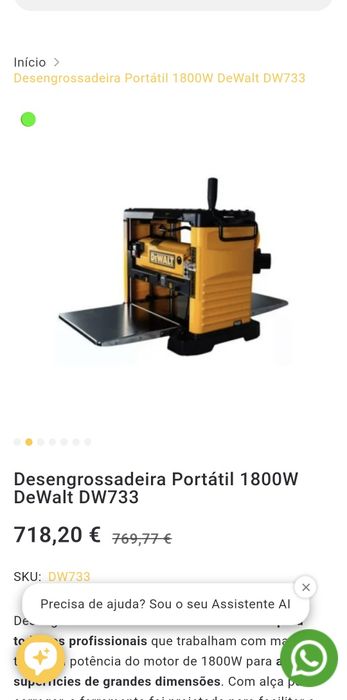 Desengrossadeira DEWALT DW733 + bancada com sistema de recolha