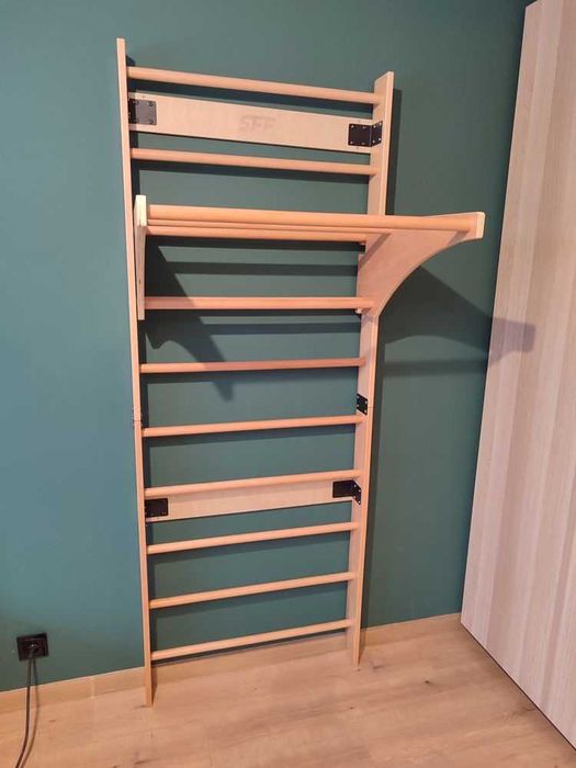 Drabinka gimnastyczna do ćwiczeń z drążkiem 210cm drabinka liny kółka