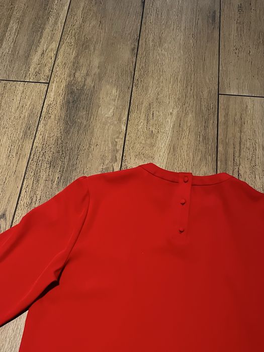 Czerwona bluzka elegancka top z rozkloszowanymi rękawami next 38