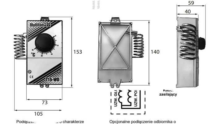 Termostat mechaniczny sterownik wentylatora termometr MultiFan T15WD