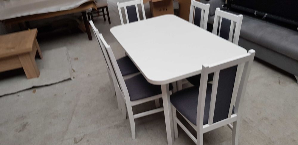 Nowe: STÓŁ i 6 KRZESEŁ, biały + popiel , dostawa cała POLSKA