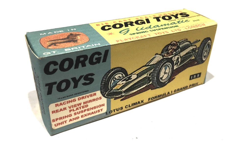 Caixa reprobox da Corgi Toys para o Lotus Climax F.1