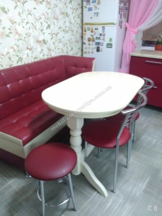 Стол круглый обеденный раскладной на кухню. Стіл розкладний обідній.