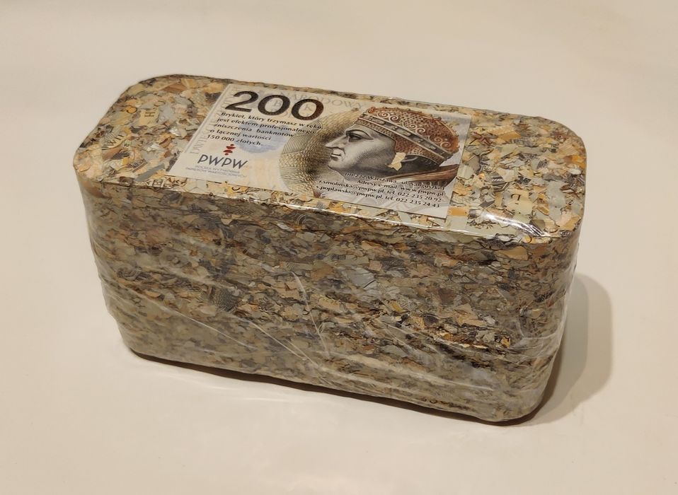 Brykiet pieniądze 200zl zniszczone 150 tysięcy puzle prezent kawalersk