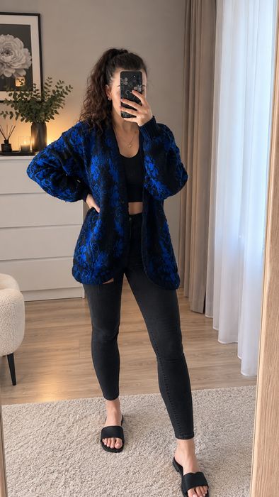 Sweter ciepły kardigan wzorzysty L 40