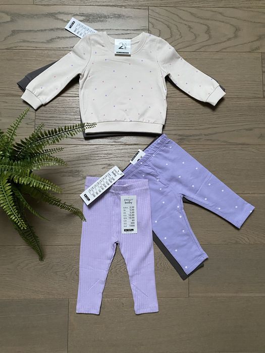 Nowy zestaw 2 bluzy + 3 pary leginsow Pepco, zajaczki/ kroliczki
