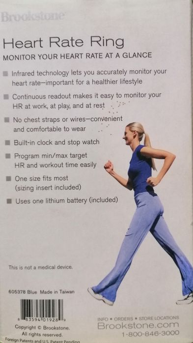 Кольцо, сердечного ритма. Brookstone My Monitor Heart Rate Ring Blue