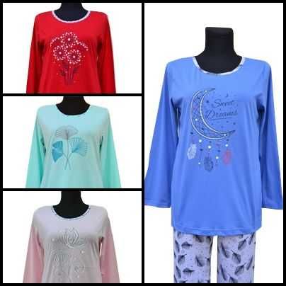 Piżama damska bawełniana dł.rękaw roz. 46 3XL (pon.wyst.)