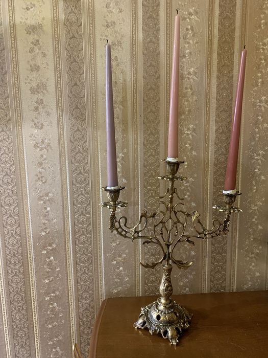 Бронзовий канделябр, подсвечник, ручная работа, редкий  декор для дома