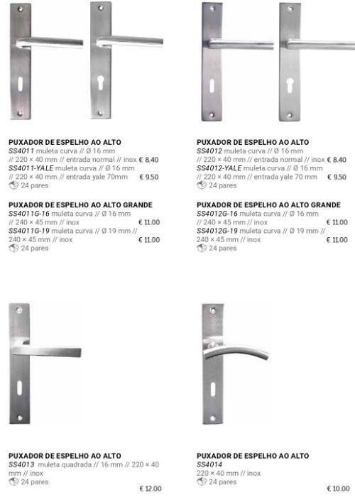 Puxadores para porta de madeira . acabamento inox