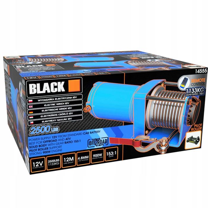 Mocna Wyciągarka 12V 2500LBS 900W + Akcesoria