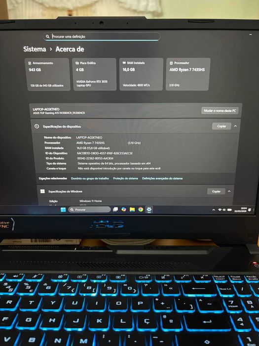 Portátil Asus TUF Gaming A15 FA506NCR 1TB SSD + 2TB ( Externo )