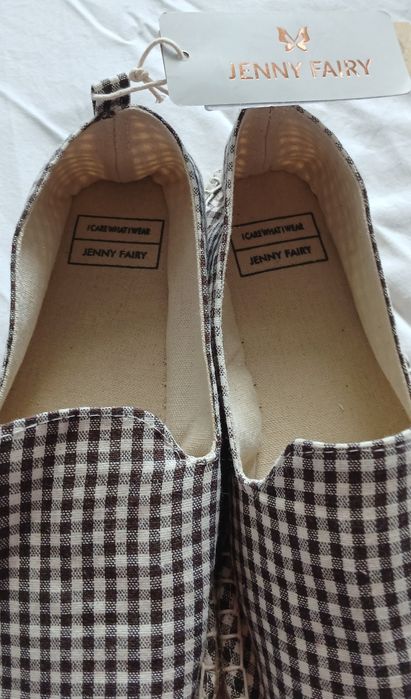 Espadryle. Nowe? Rozm.38 kratka biało brązowa