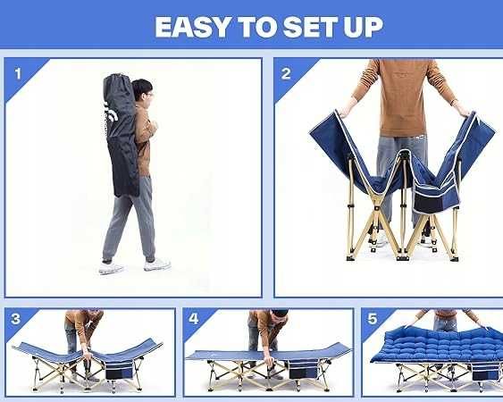 Łóżko Polowe Kempingowe Sportneer 188 x 71 cm Niebieskie Nr046