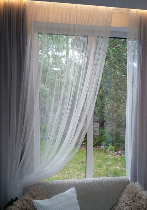 Нова, готова тюль мікросітка на метраж,   біла,  на шторній стрічці