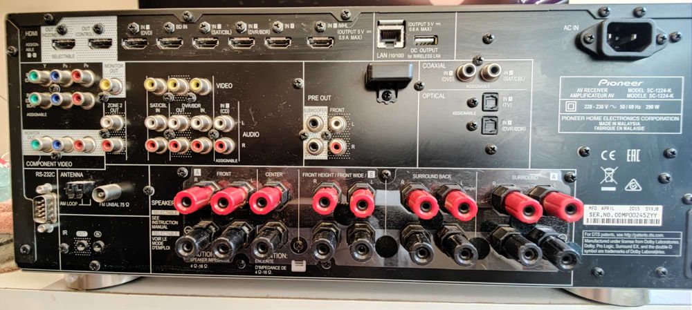 Recetor AV Pioneer SC-1224-K classe D, 7.2 canais com Ultra HD 4K