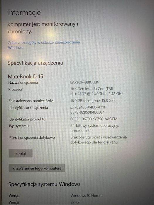 MateBook D15 Laptop