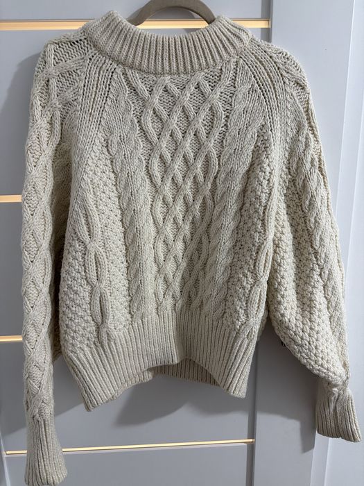 Dzianinowy ciepły kremowy sweter H&M rozm.L
