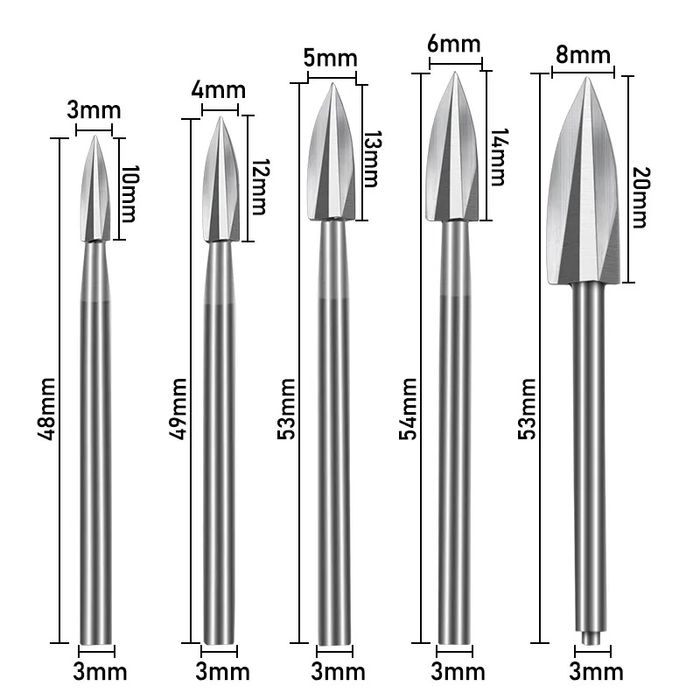 Фігурні фрези для різьби по дереву dremel