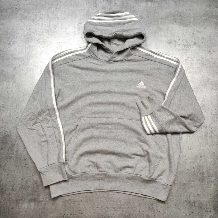 MĘSKA Bluza z Kapturem Sport Codzienna Bawełna PREMIUM Adidas 3 Paski