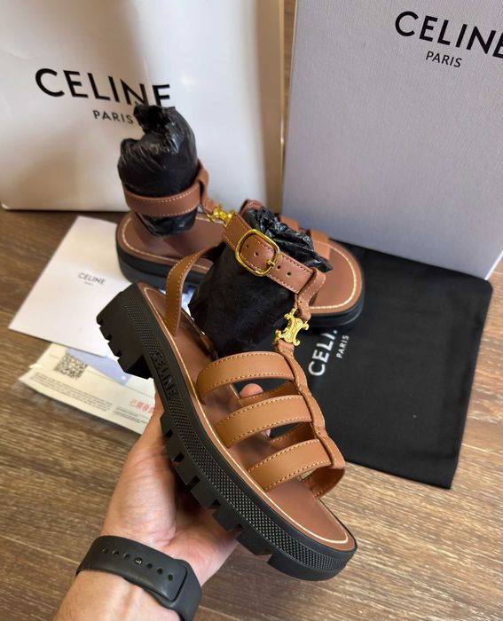 ‼️АКЦІЯ / Останні Розміри‼️Босоніжки Gladiator Celine Clea Triomphe Brown / Босоножки Celine / Сандалі Селіне