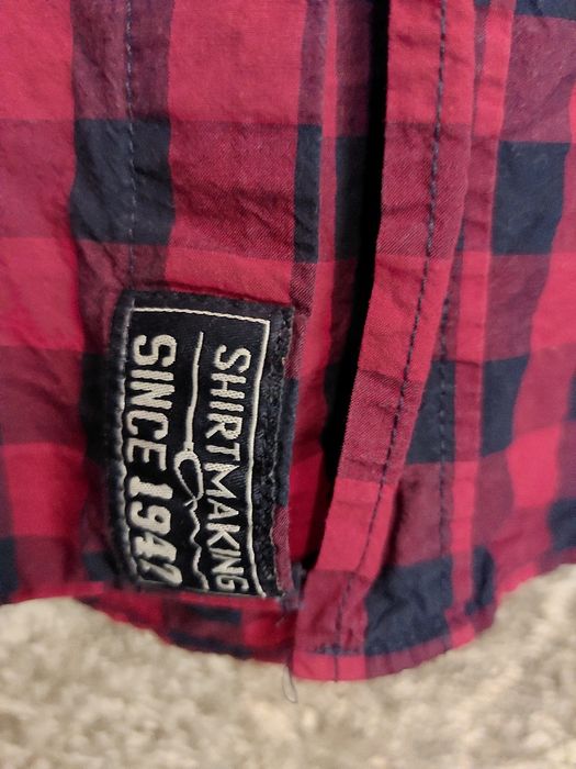 Koszula H&M świąteczna rozm 164, noworoczna, czerwono-granatowa krata