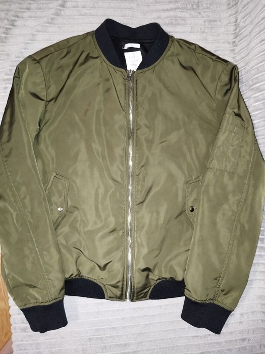 Kurtka bomberka krótka damska męska unisex 38 40 L Zara khaki